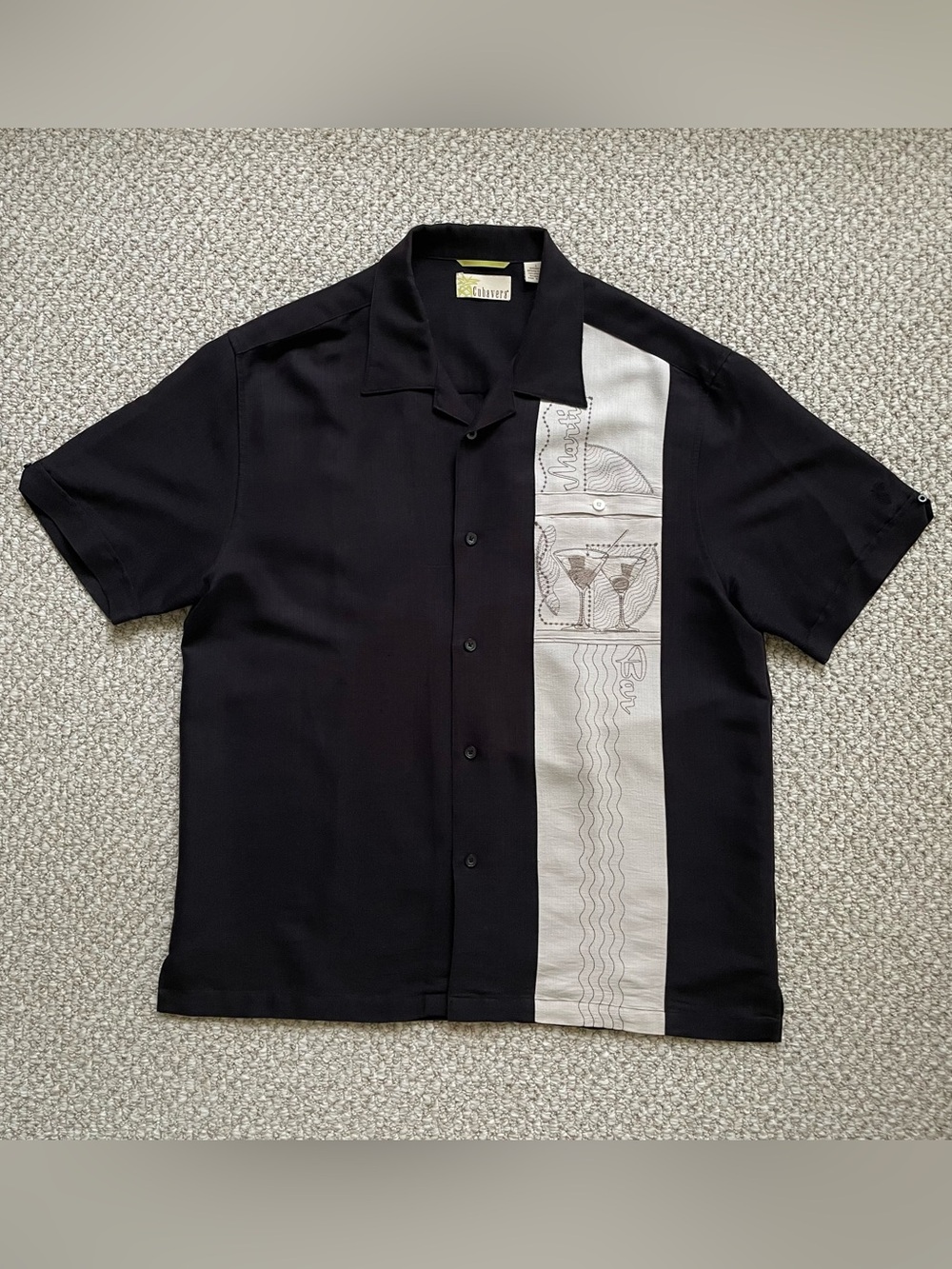 Cubavera Embroidered Black Men’s Short Sleeve Shirt